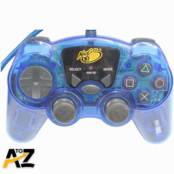 MadCatz Clear Blue Dual Force PS2 Playstation 2 PS1 Wired Controller - Picture 3 of 10